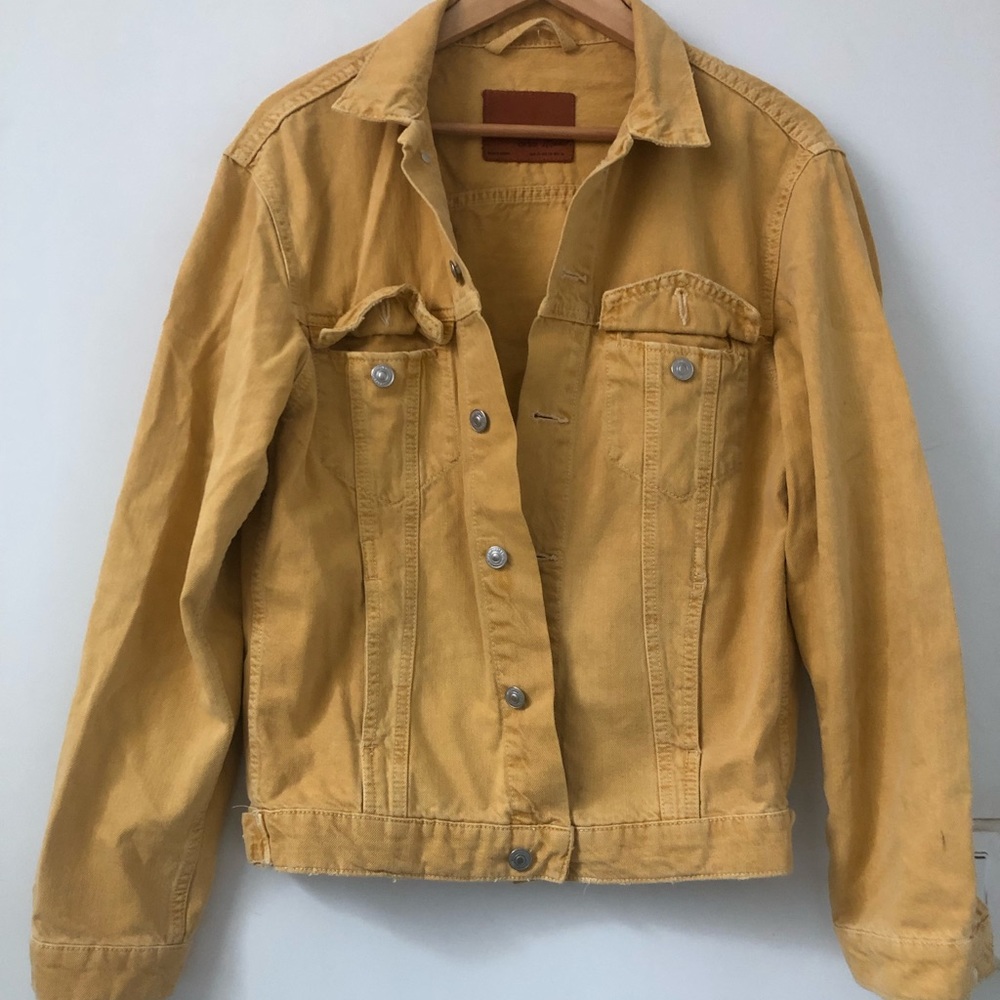Zara yellow oversized denim jacket